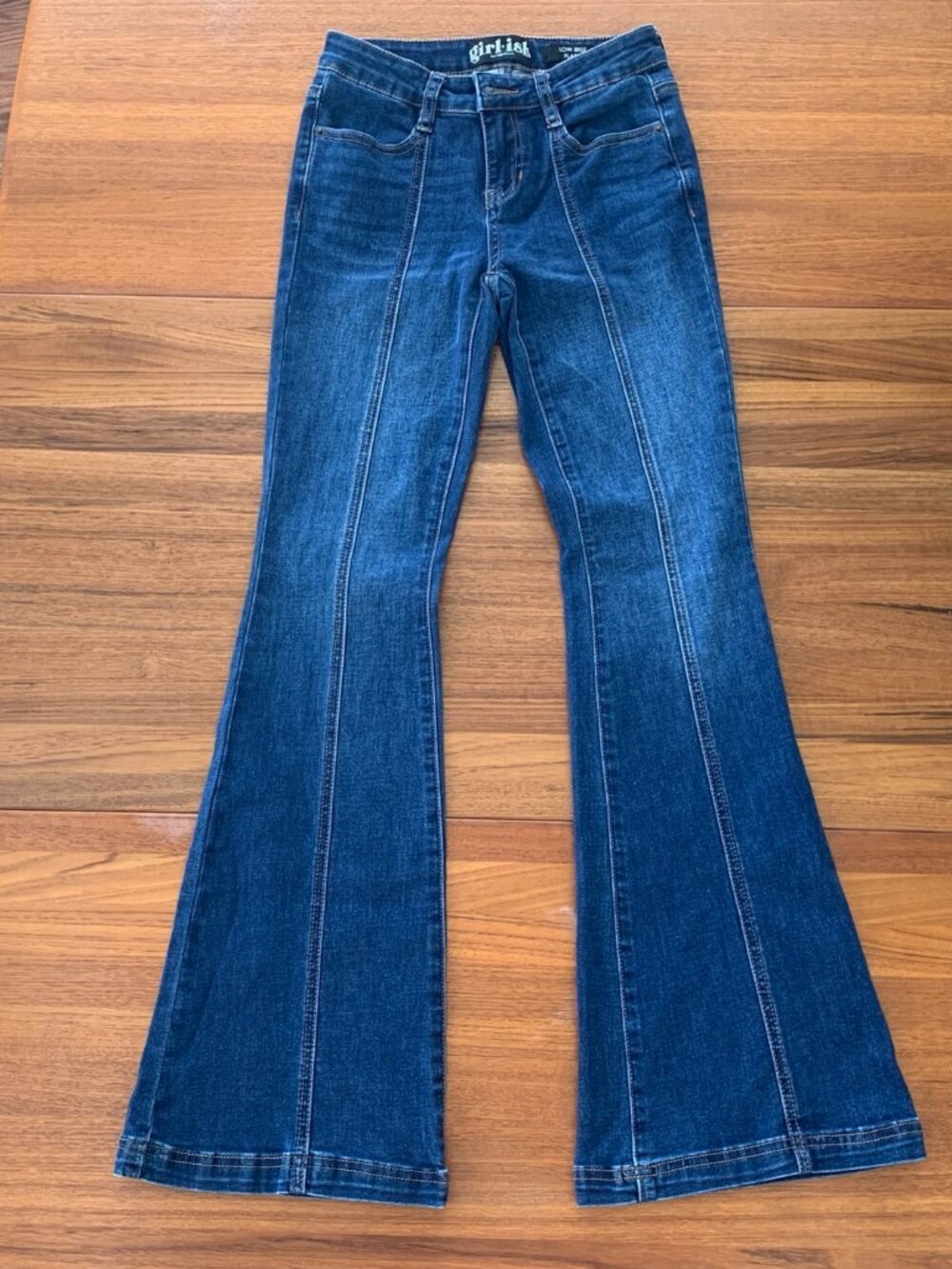 Y2K STYLE Girlish Low Rise Flare DARK WASH COTTON Jeans SIZE 0/24